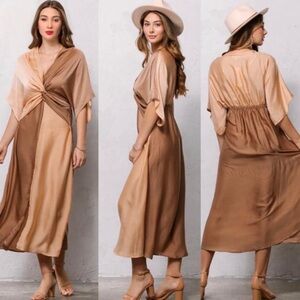 Oddi "A Satin Moment" Two-Tone Midi Dress, Size Small, EUC